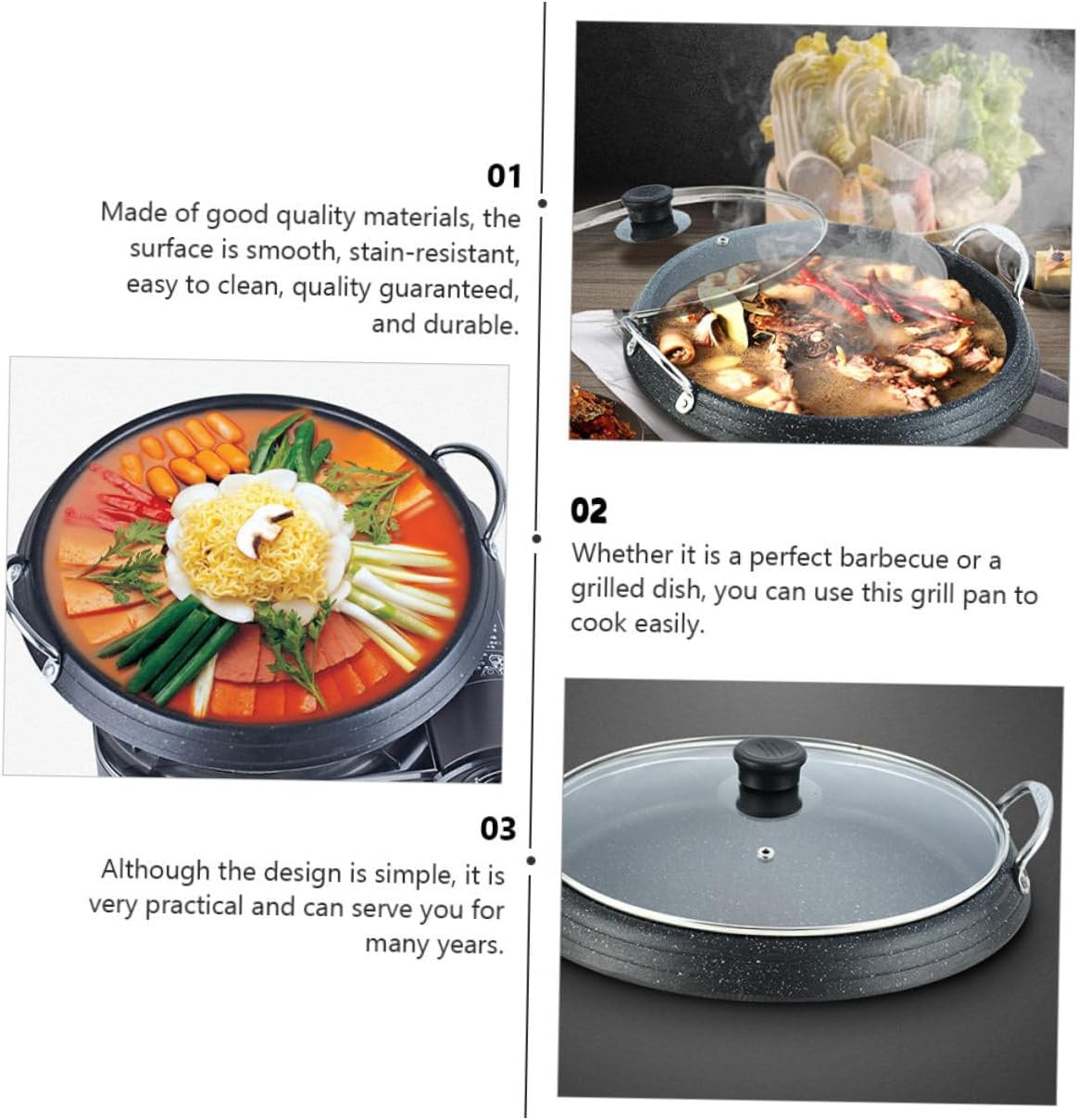 1pc Korean Bbq Grill Plate Non-stick Smokeless Roasting Pan for Outdoor Camping Home Use Round Electric Griddle for Steaks Vegetables More Easy to Clean