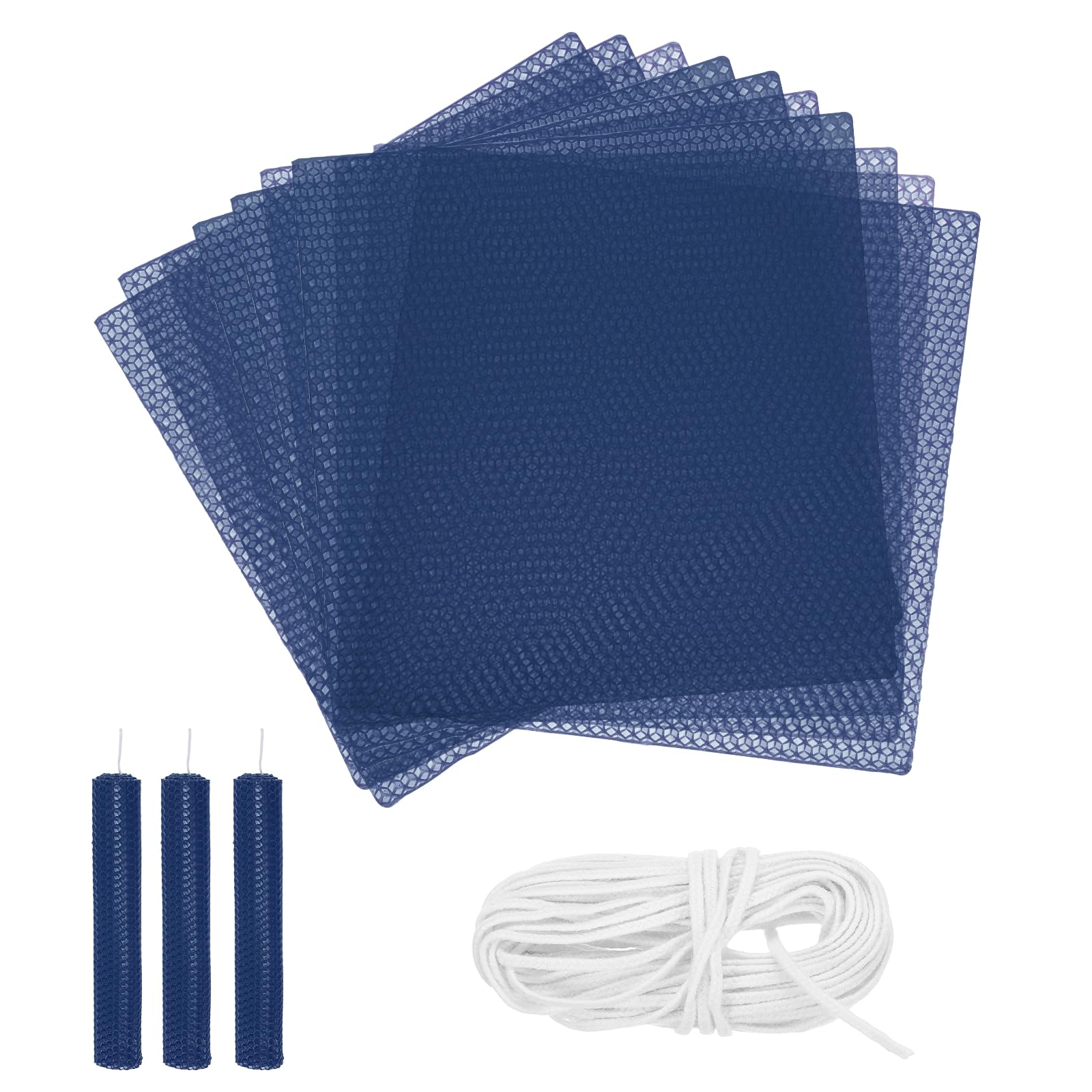 Kit fabrication bougies cire d'abeille bleue 10 feuilles 20x20cm