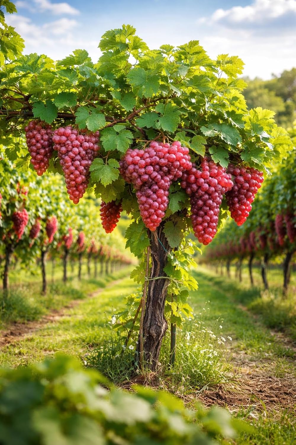 Red Grape Plants for Growing – Live Catawba Grape Vine for Home Gardens – Sweet Red Grapes for Eating, Juicing & Winemaking (5 Plants)