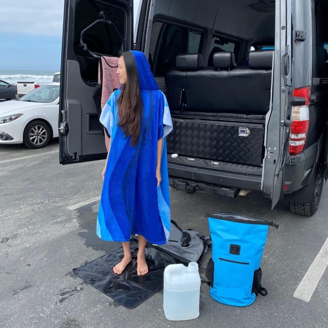 Générique Poncho de Surf, Poncho de Plage Adulte Ponchos à Langer – Coton Idéal après Le Surf ou la Natation Taille Unique(Blue)