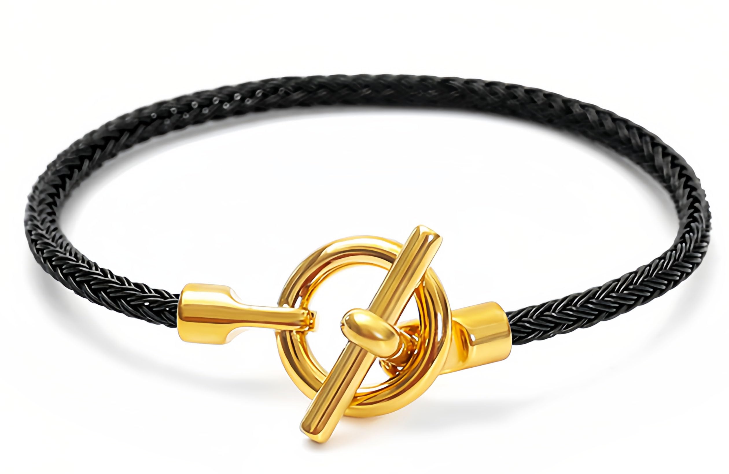 FOMCORT Bracelets Fashion for Women Cuff Bracelet, Charm Bracelet Titanium Steel 18K Gold Plated Bracelet Love Wire Rope OT Clasp