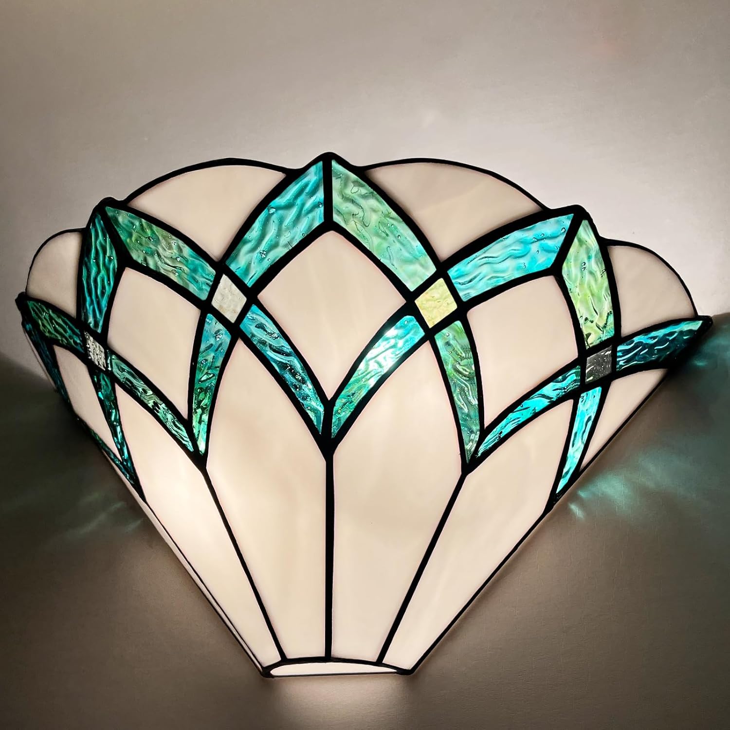ARTZONE Tiffany Wall Sconces 13 Inches, Vintage Tiffany Style Wall Sconces Stained Glass Wall Light for Bedroom/Bathroom/Livingroom/Corridor/Stairway(Green)
