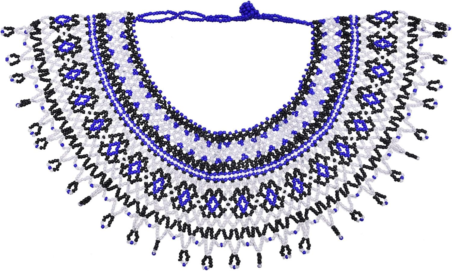 idealway African Handmade Zulu Beaded Choker Necklace for Women Statement Beaded Collar Necklace for Women