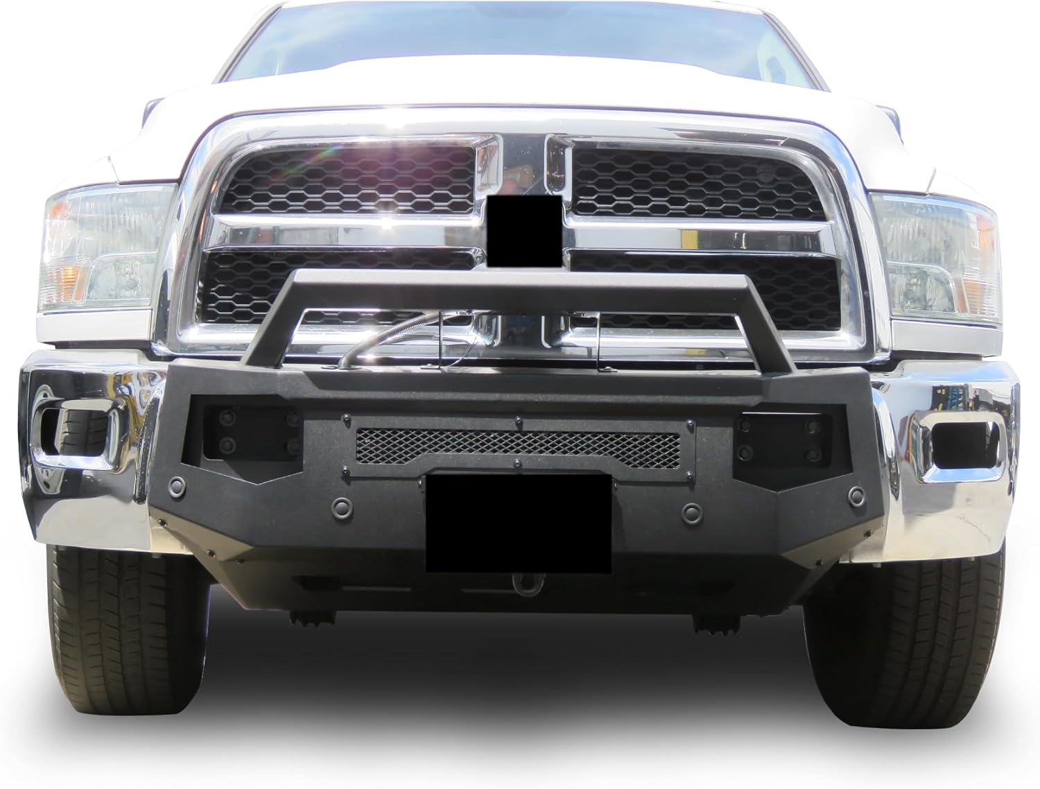 Black Horse Armour III Heavy Duty Front Winch Bumper Kit & Winch Textured Black Compatible with 2013-2018 Ram 2500|2013-2018 Ram 3500-AR3HD31-W12