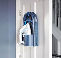 Vista 5 de Joseph Joseph Pocket Plus - Tabla de planchar compacta plegable para ahorrar espacio con soporte para plancha y montaje en pared, Azul/Negro
