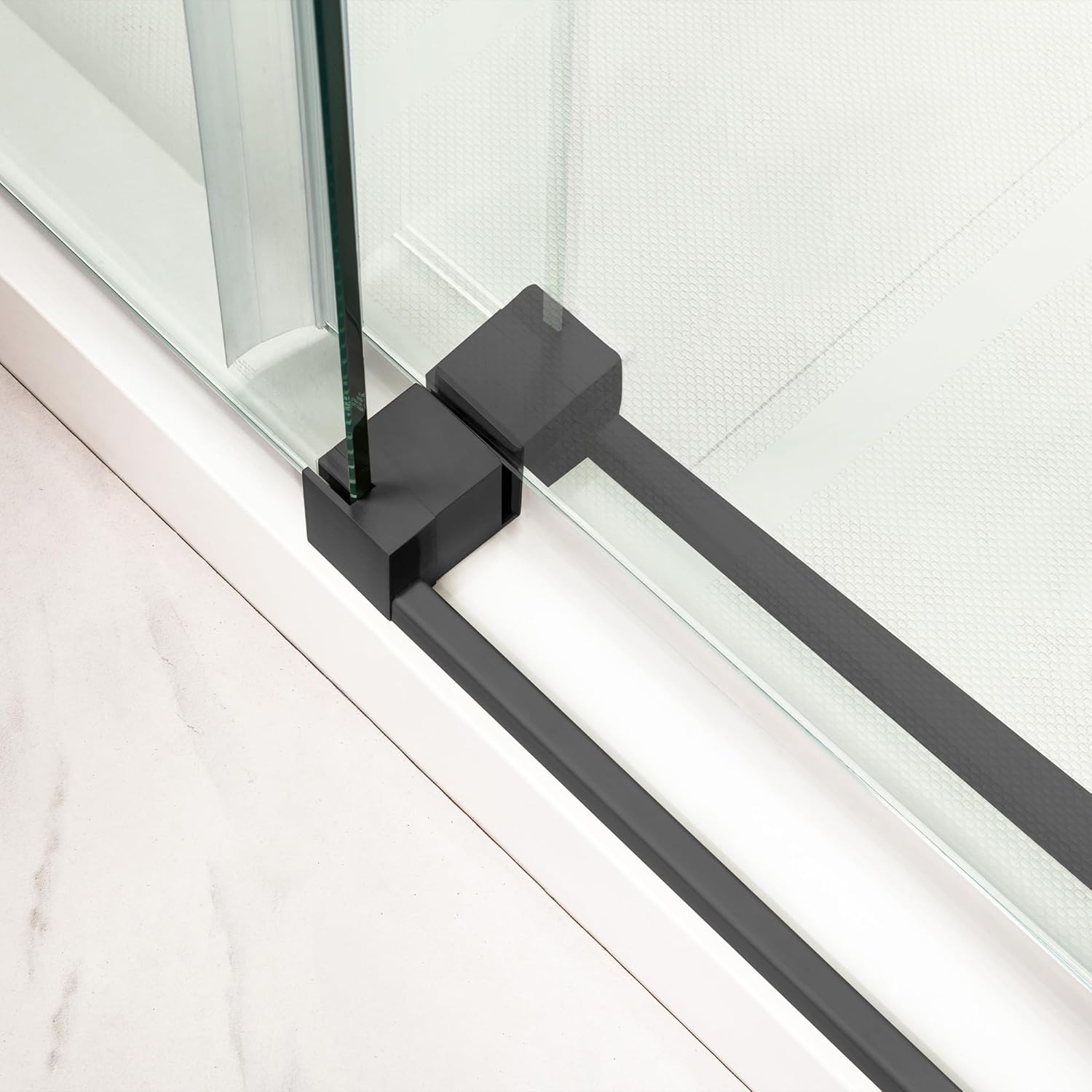Woodbridge Frameless Tub Doors 56-60" Width x 66" Height with 5/16"(8mm) Clear Tempered Glass in Matte Black Finish