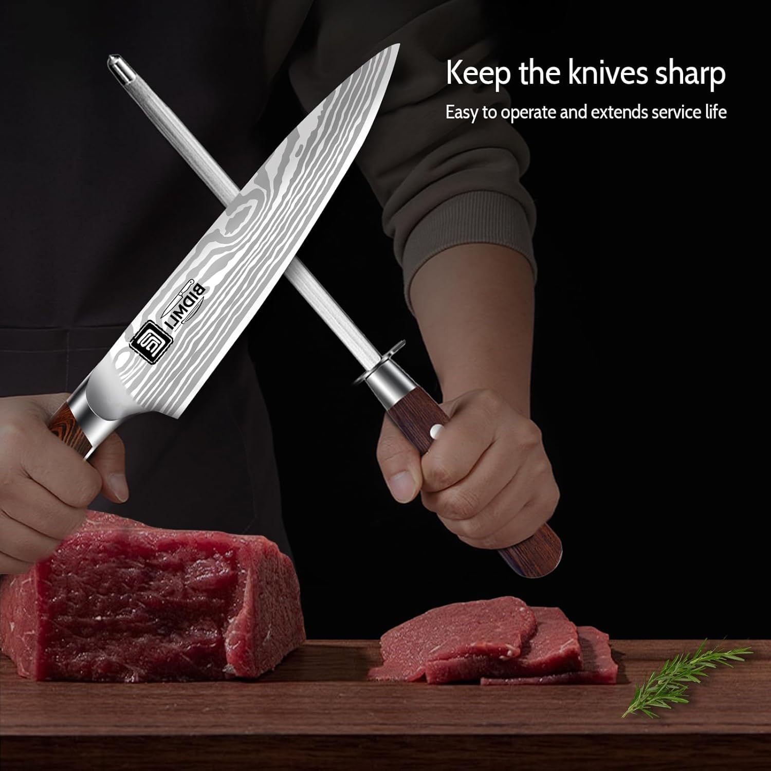 17-Pack kitchen knife set, wooden blocks,sharp high carbon stainless steel blades,hardwood handles,Sharpener,chicken bone clipper,microfiber towels,gift packaging,for families, restaurants, chefs.