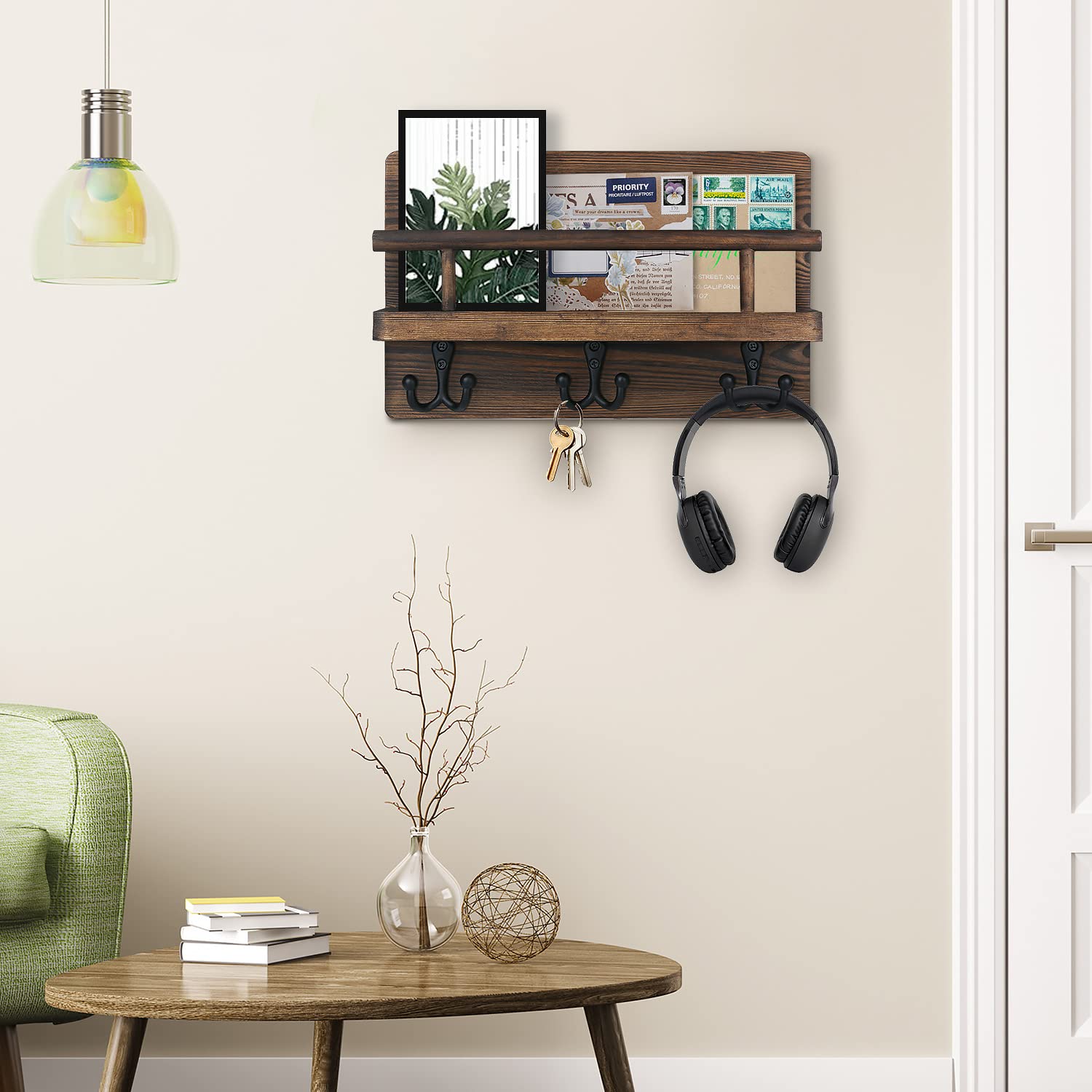 Portachiavi Da Muro Con 6 Ganci | Senza Perforazione | Nero | Per Ingresso E Cucina - Foto 9