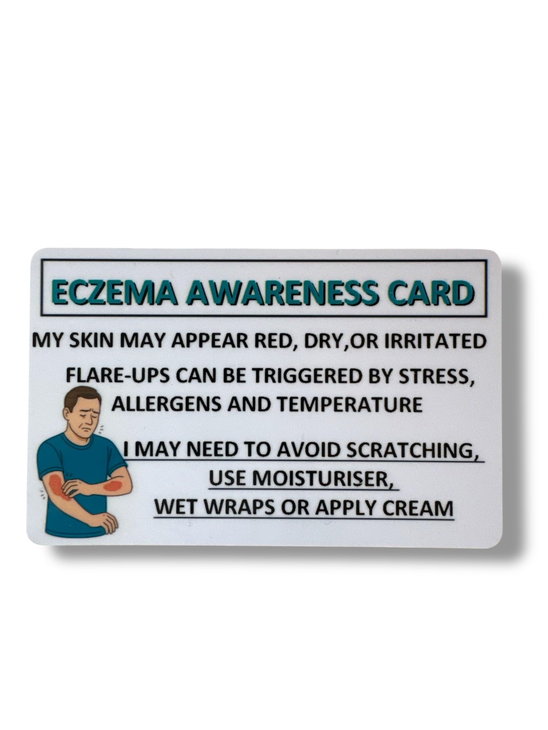 Medical Awareness Information Card (Eczema, Male, Teal) — image 1