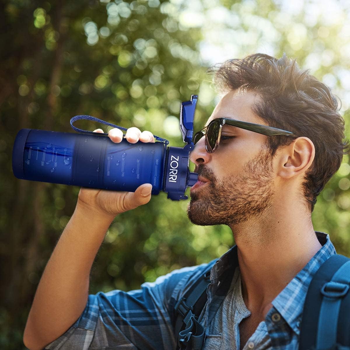 ZORRI Sports Water Bottle, 400/500/700ml/1L, BPA Free Leak Proof Tritan Lightweight Bottles for Outdoors,Camping,Cycling,Fitness,Gym,Yoga- Kids/Adults Drink Bottles with Filter, Lockable Pop Open Lid