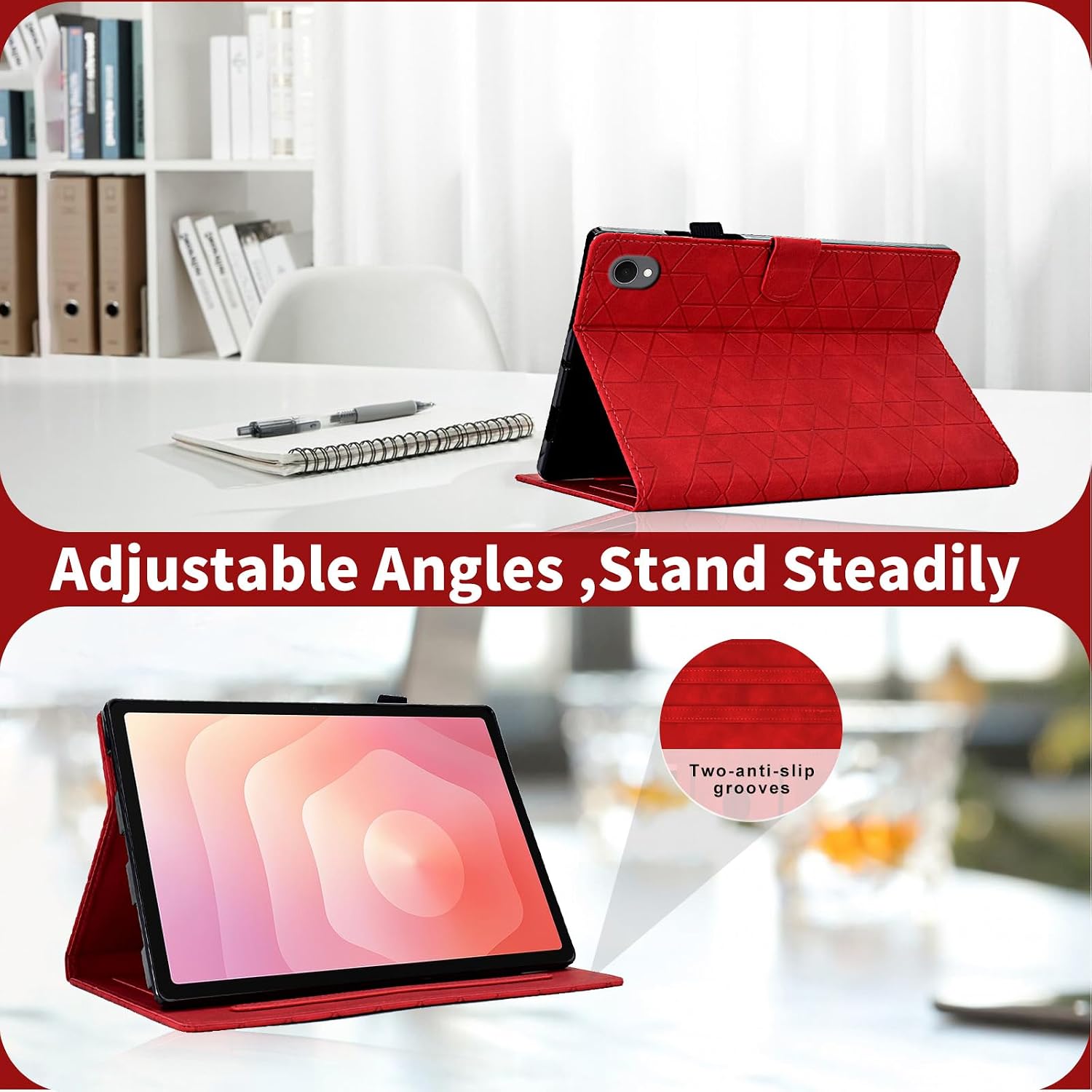 Case for Samsung Galaxy Tab S11 11 Inch 2025(SM-X730/SM-X736B) - Multi-Angle Viewing PU Leather Folio Case with Magnetic Clasp, Auto Wake/Sleep Smart Tablet Cover, Red image 2