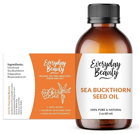 Sea Buckthorn Oil - 100% Pure & All Natural, Cold Pressed and Extra Virgin Unrefined Premium Grade Moisturizing Oil For Face, Skin and Hair 2oz Bottle Sea Buckthorn Oil - 100% Pure & All Natural, Cold Pressed and Extra Virgin Unrefined Premium Grade Moisturizing Oil For Face, Skin and Hair 2oz Bottle