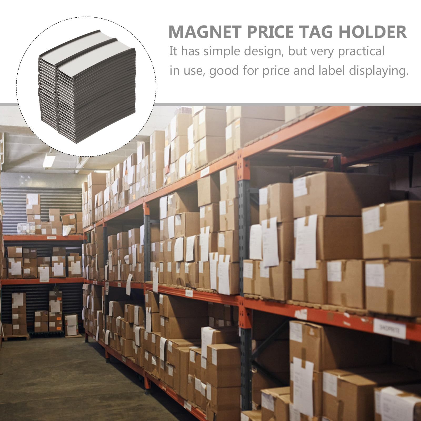 50 Pezzi Porta Etichette Magnetico Scrivibili, Etichette Magnetiche, 75x25 mm, con Pellicola Protettiva in Plastica Trasparente per Magazzini e Scaffali Metallici