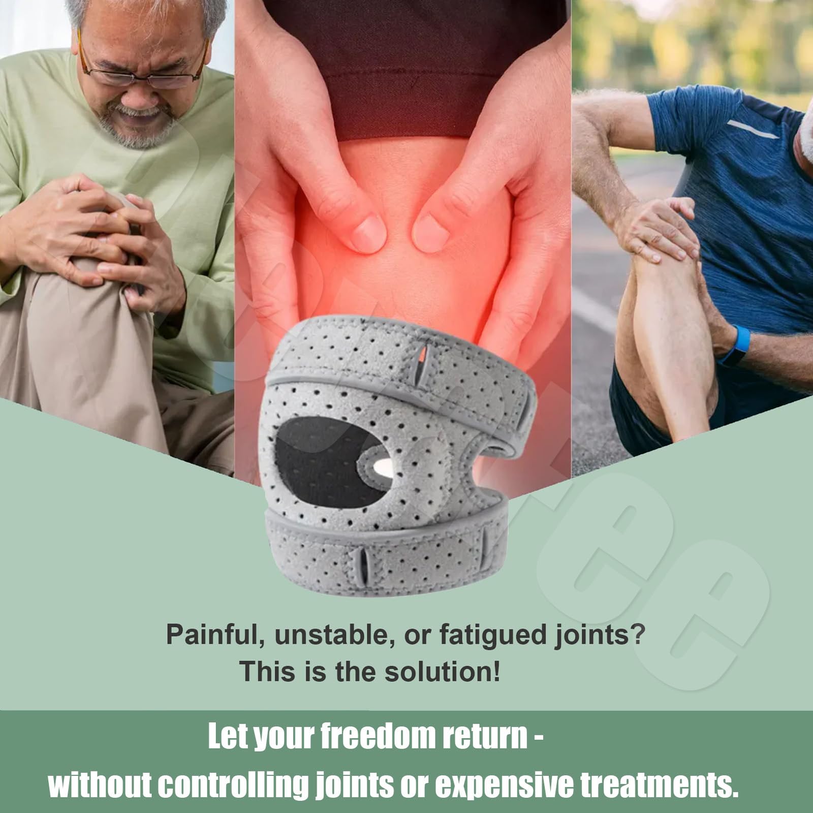 Wellnee Knee Brace Adjustable Support Sleeve Brace Pain Relief Knee Pads with Patella Gel Pads for Women Men Athletes Running Arthritis Jumper Squats Tennis Injury Recovery -2 Pack — view 6