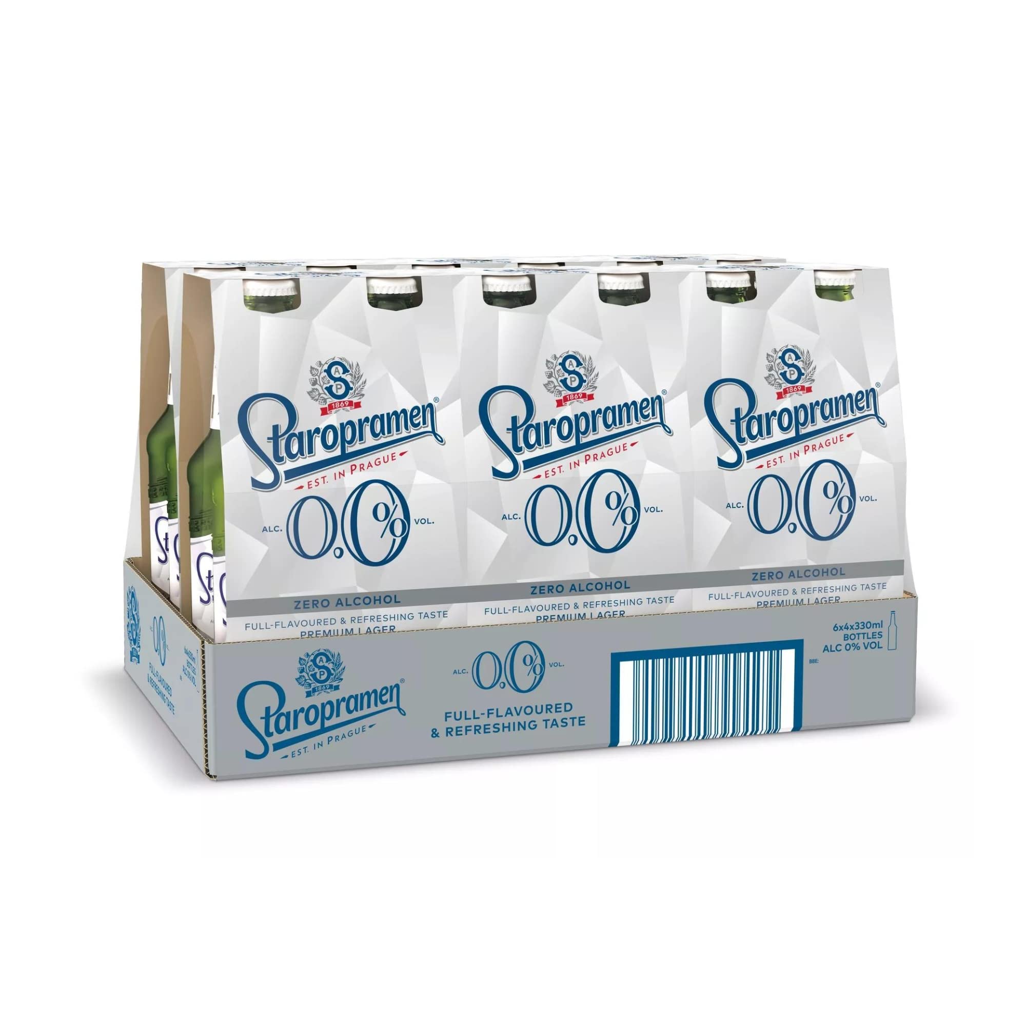 Staropramen 0.0% Alcohol Free Lager 24 x 330 ml (bottles)