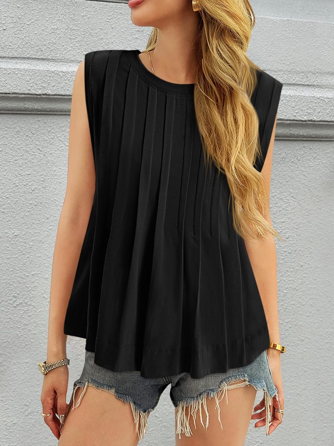 Cicy Bell Womens Peplum Flowy Tank Tops Loose Fit Summer Sleeveless Cute Pleated Babydoll T Shirts 2026 Y2K Tops - Image 2