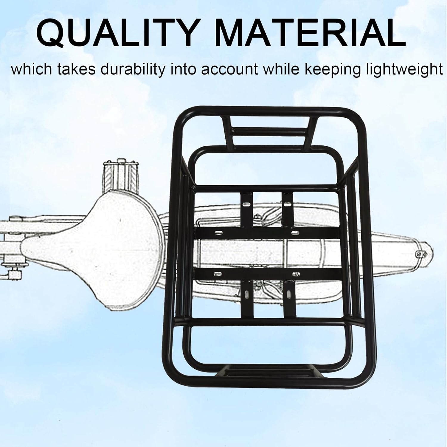 Electric Bike Basket Rear Removable Metal Cargo Large Capacity Quickly Assemble Front Frame HangingRack Bike Basket