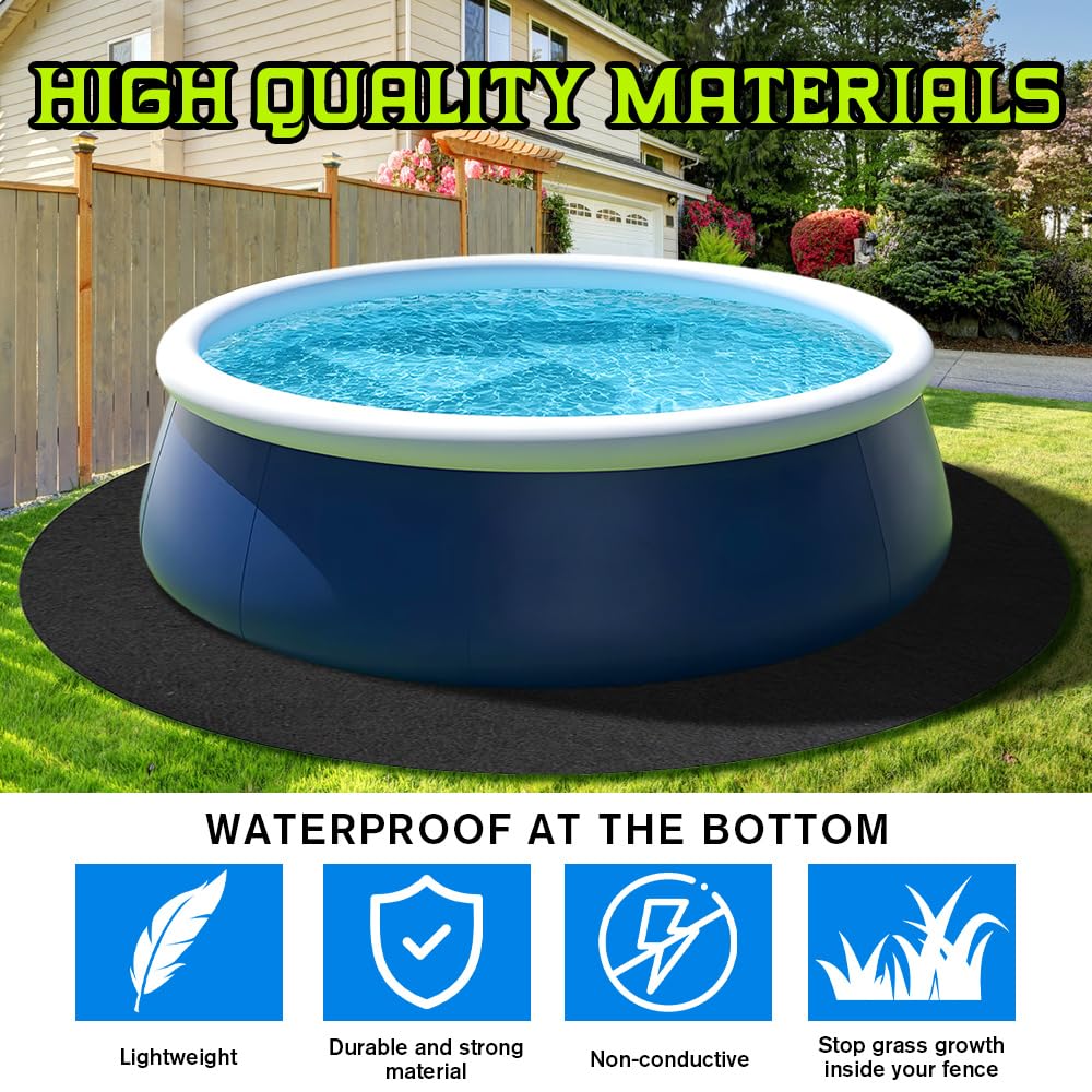 Générique Tapis De Sol pour Piscine,Diamètre 370 cm,Base de Piscine Antidérapante Ronde,Tapis De Sol pour Piscine,Bâche De Protection pour Bassin,Tapis De Piscine Ronds D'extérieur, Réutilisable