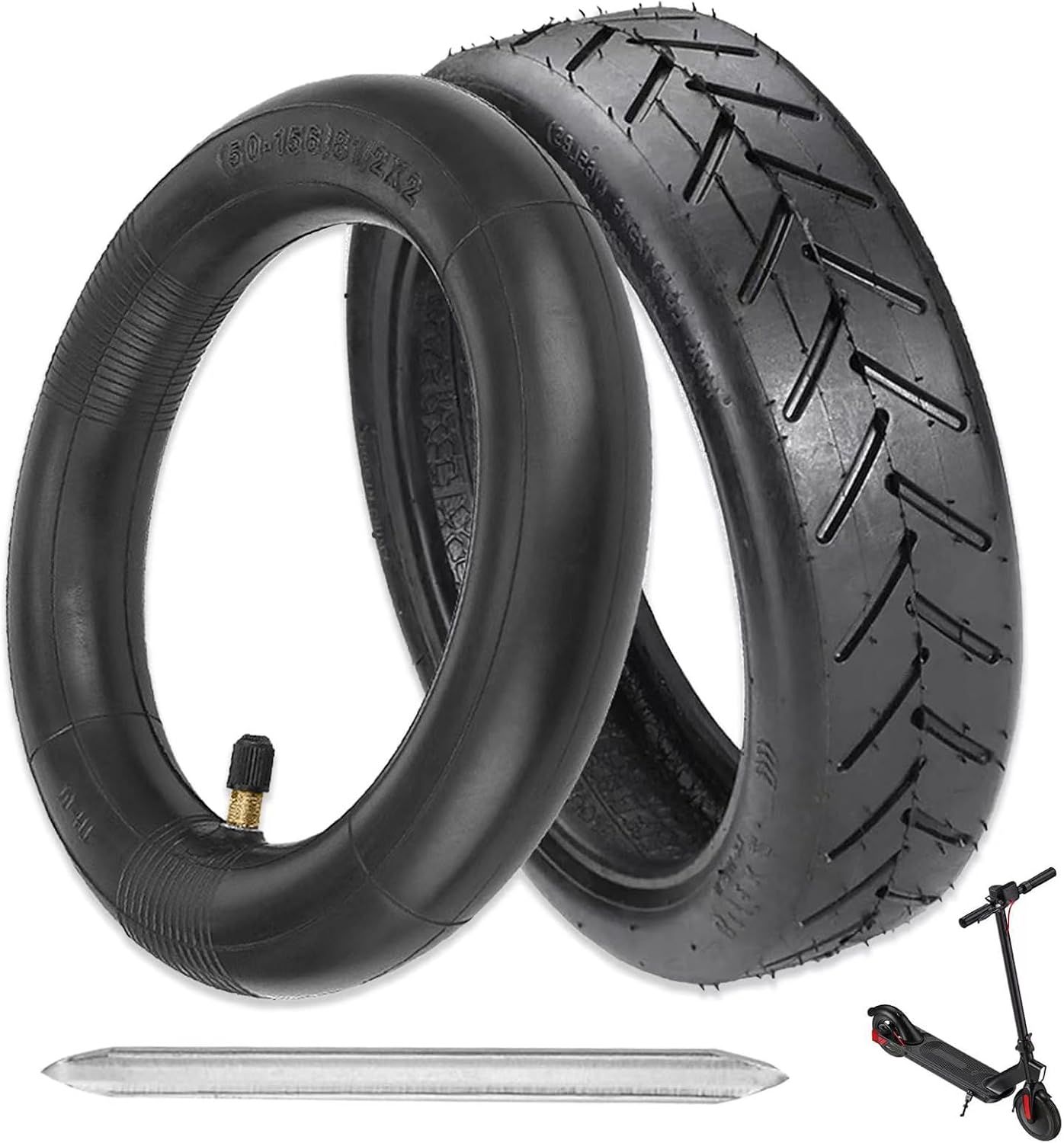 8.5 Inch Tire & Inner Tube, 50/75-6.1 Scooter Replacement Tire for Gotrax Gxl V2/XR Xiaomi M365/Pro/1S Electric Scooter, 8 1/2 X2 Thicker Inflatable Front and Rear Replacement Wheels (1 Set)