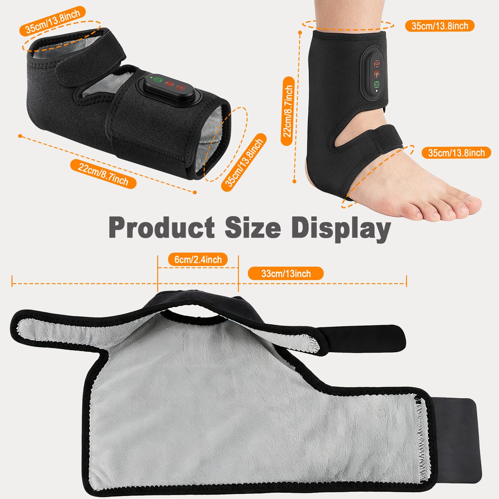 2 Pièces Massageur de Pieds et Cheville 3 en 1 Sans Fil