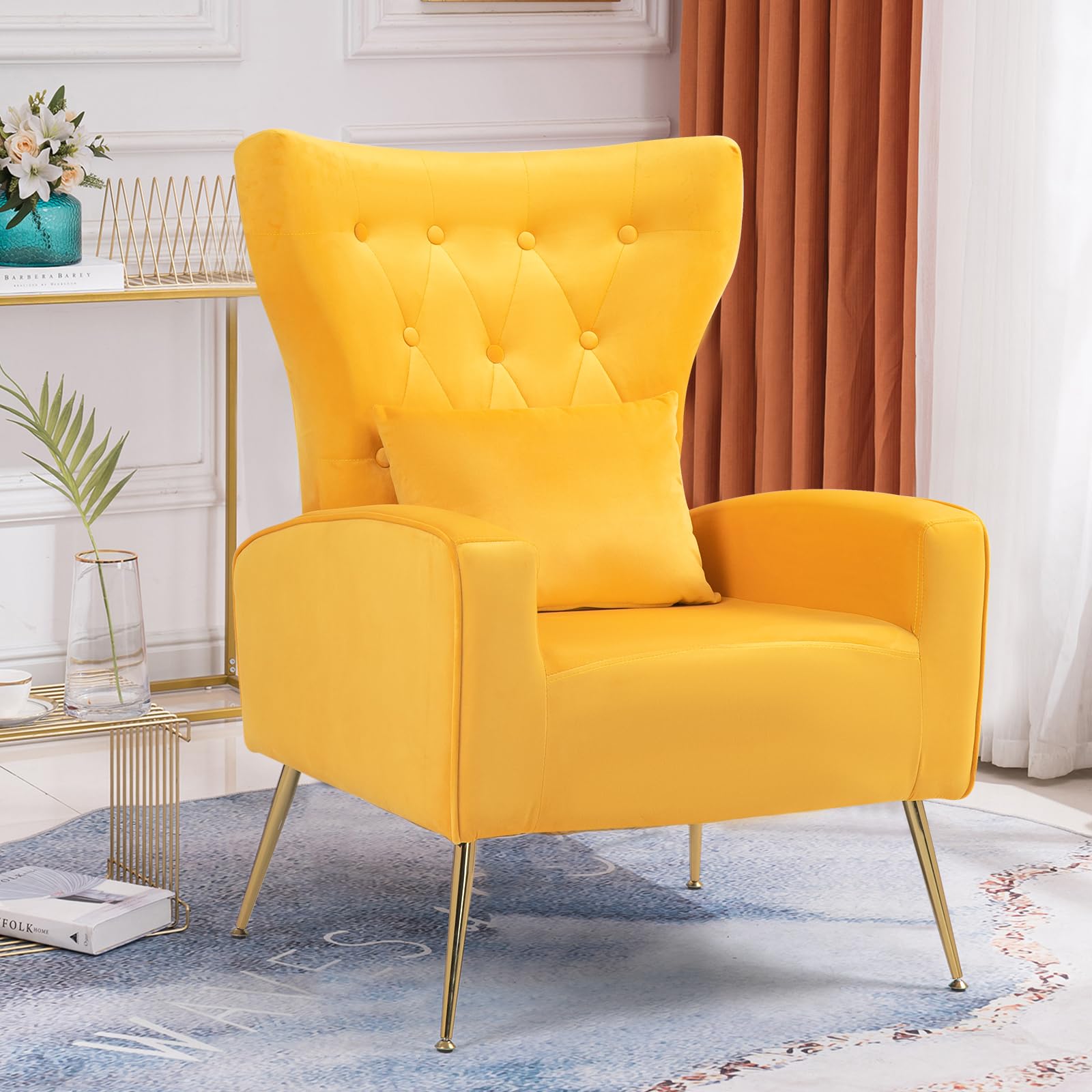 ZJhome WingBack Velvet Accent Chair