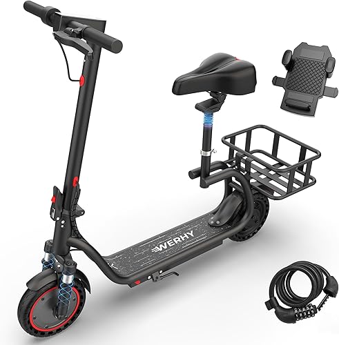 Vista 34 de WERHY Scooter eléctrico, motor de 350 W/500 W, velocidad máxima de 19/22 mph, rangos máximos de 16/23/25/28 millas, scooter E plegable para adultos