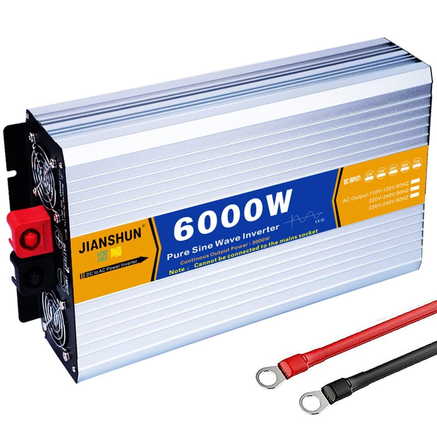 CZVJUKBYP Pure Sine Wave Power Inverter 3000w 4000w 5000w 6000w 8000w Dc 12V 24V 48V 60V to Ac 110V 220V Car Converter with Daul(6000W,24Vto110V)
