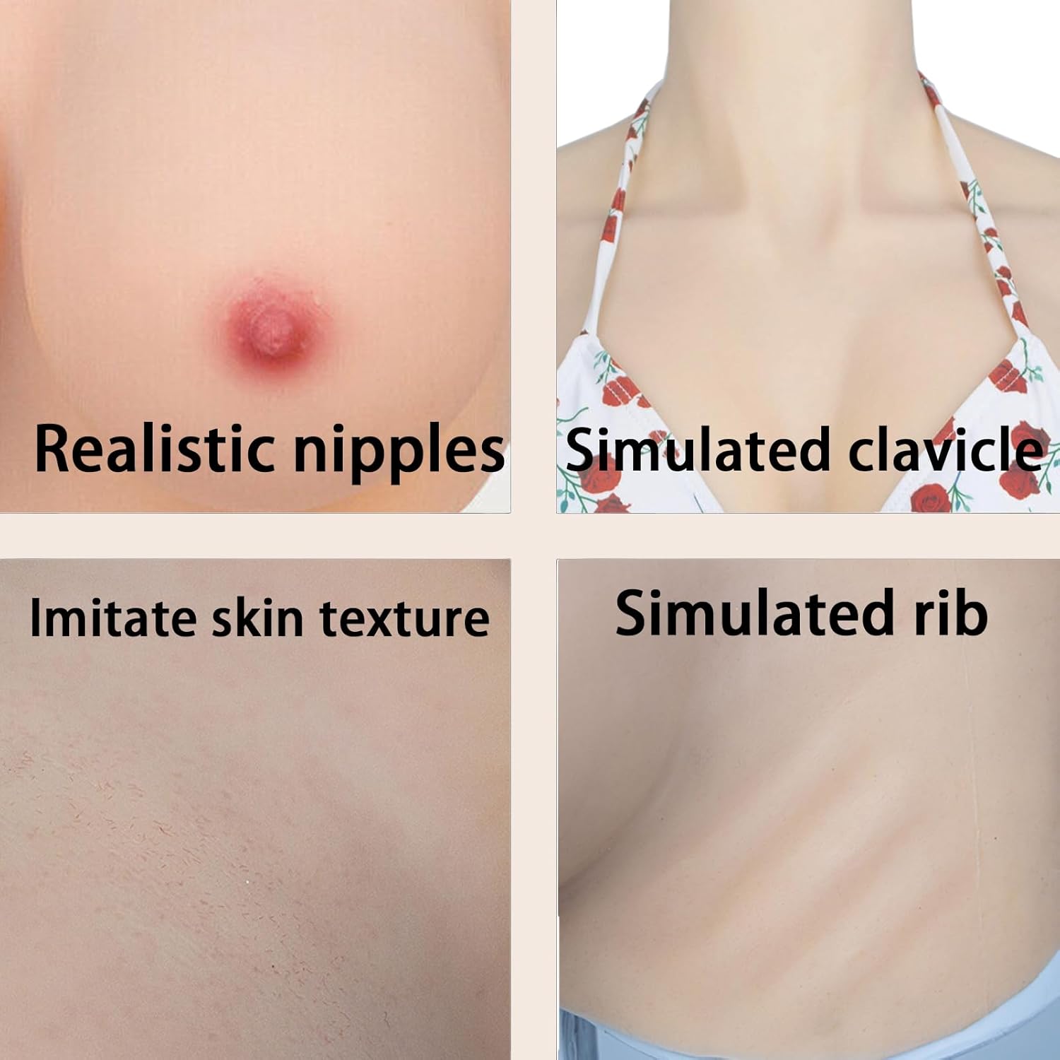 Silicone Breast Realistic Silicone Breastplate Fake Breasts Forms C-H Cup for Crossdresser DragQueen Transgender