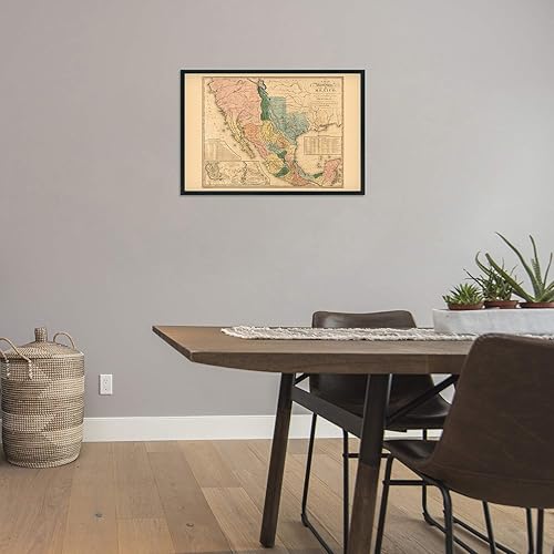 Miniatura 6 de HISTORIX Vintage 1846 United States Mexico Map - Arte histórico de pared de 24 x 36 pulgadas, mapa antiguo de los Estados de México
