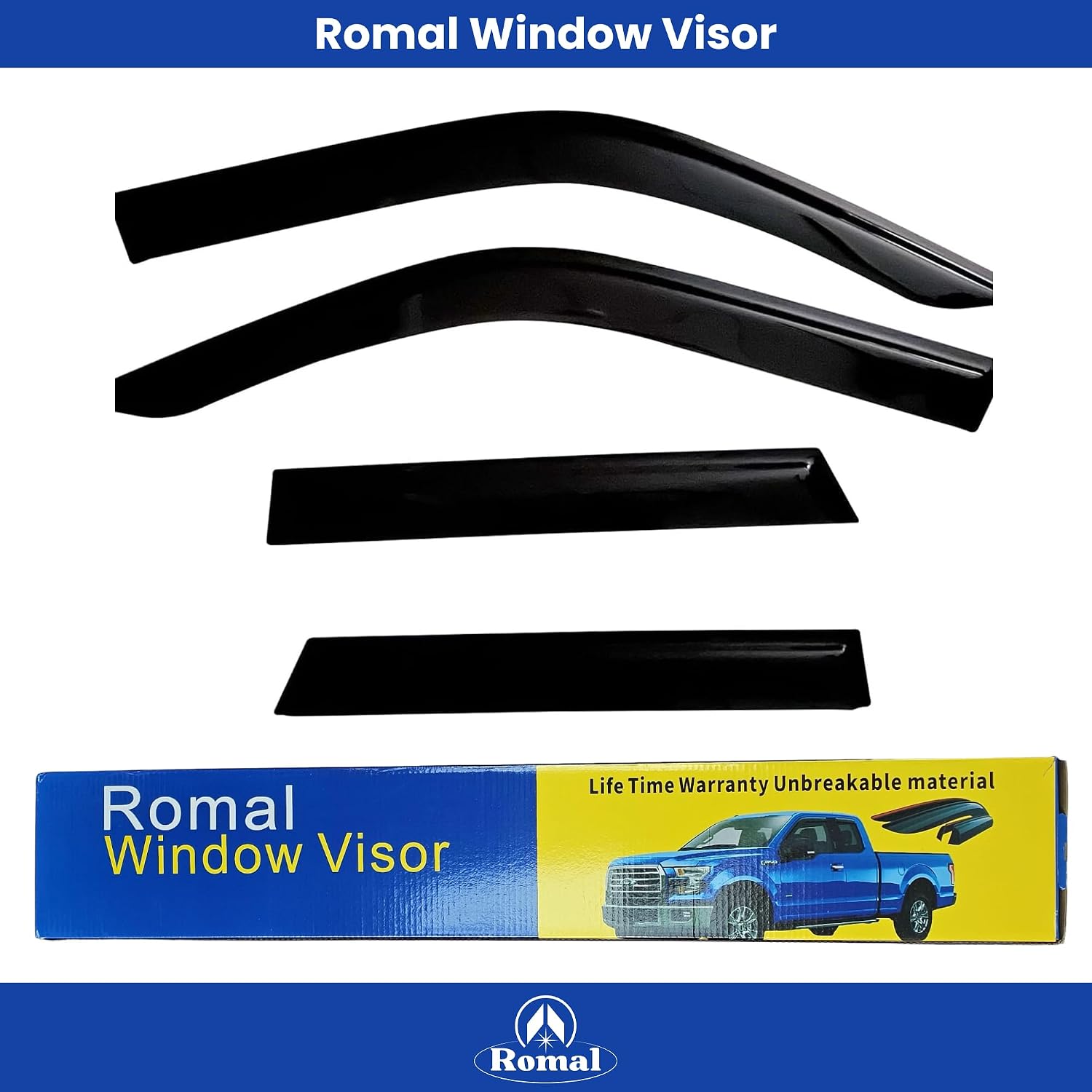 ROMAL Shatterproof Tape On Window Deflectors for Honda Odyssey 2018-2024, Rain Guards, Window Visors for Cars, Vent Deflector, Car Accessories, 4 pcs