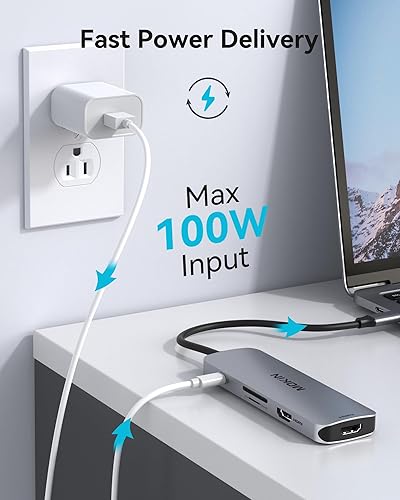 Miniatura 6 de MOKiN Estación de acoplamiento USB C para monitor doble, adaptador USB C a HDMI dual, estación de acoplamiento para laptop 8 en 1 con 2 HDMI (4K 60