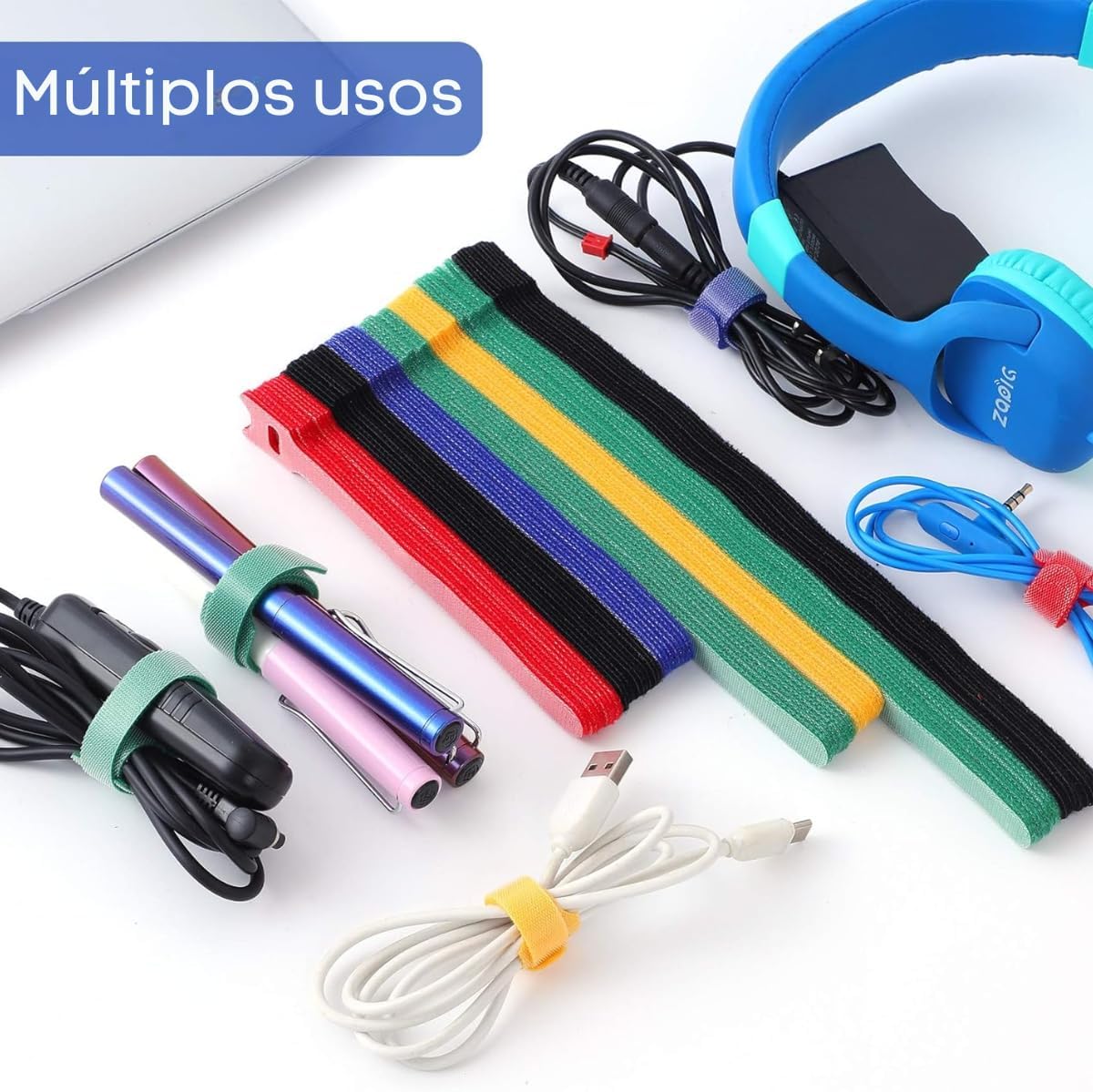 50PCS prendendo laços de cabo reutilizáveis, premium gravatas de cabo ajustáveis de 6 polegadas, cintas de gerenciamento de cabo de pano de microfibra gancho Loop Cord Organizer Wire Ties reutilizáveis (cores sortidas)