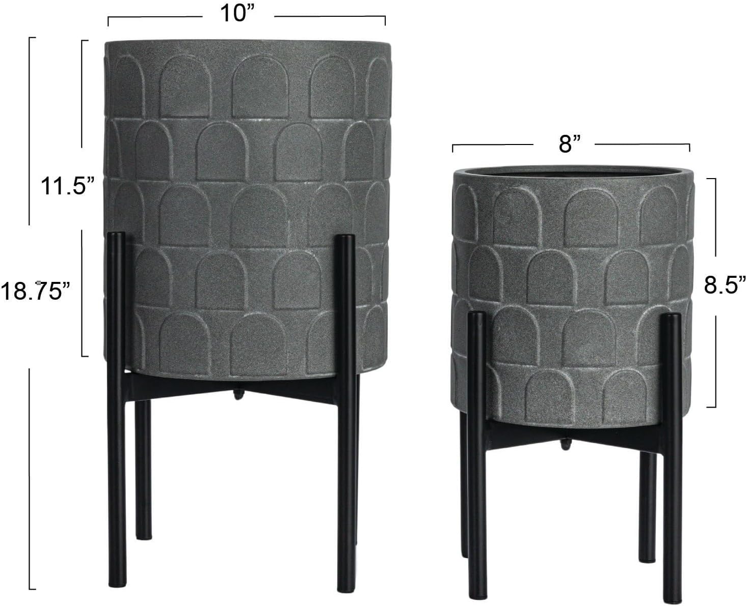 Creative Co-Op Metal Planter on Stand, Grey