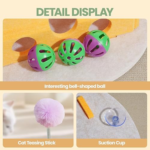 Miniatura 4 de Juguete interactivo para gatos, rompecabezas para gatos de interior, caja de laberinto de fieltro, juguetes para mascotas, juegos para gatos,