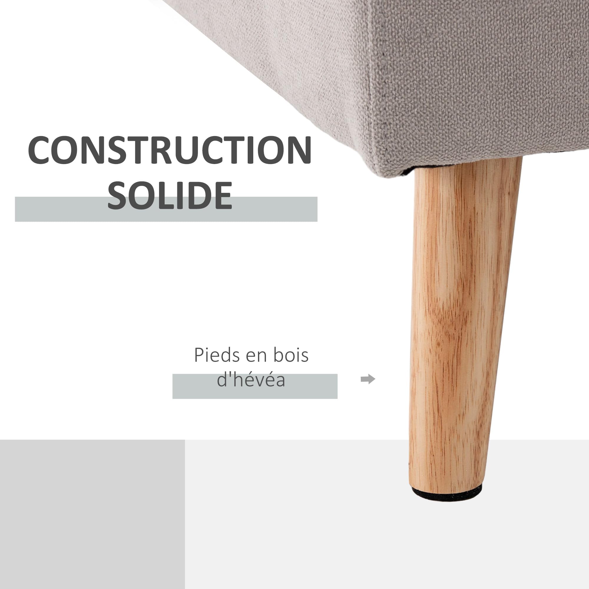 HOMCOM Canapé d'angle en Tissu de Lin, canapé 3 Places, Chaise Longue Reversible Gauche ou Droite, 193 cm, Design scandinave, pour Salon, Appartement, Petit Espace, Pieds en Bois Massif, Gris Clair
