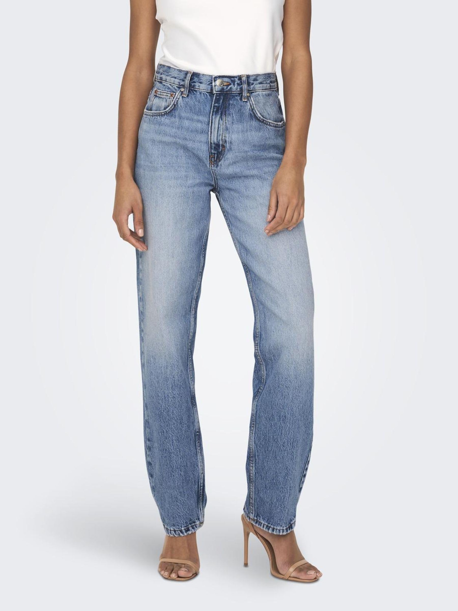 ONLY Female Straight-Fit Jeans ONLROBYN Hohe Taille Gerade geschnitten Jeans