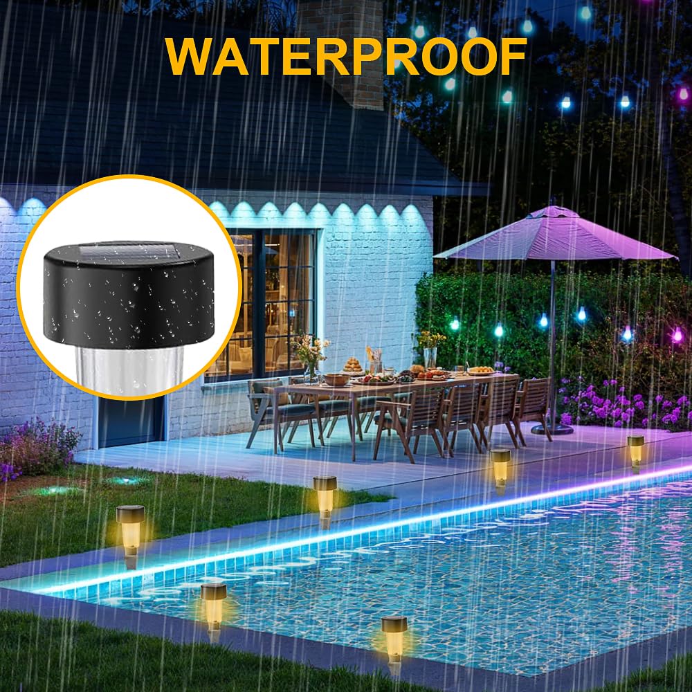 Luci Solari Per Piscina, 6PCS Illuminazione Solare per Laghetti,Impermeabilità IP65 Luci Per Piscina Fuori Terra, Luci Piscina Solari,Luce Solare Led Esterno,per Gradini Cortili Prato Vialetto