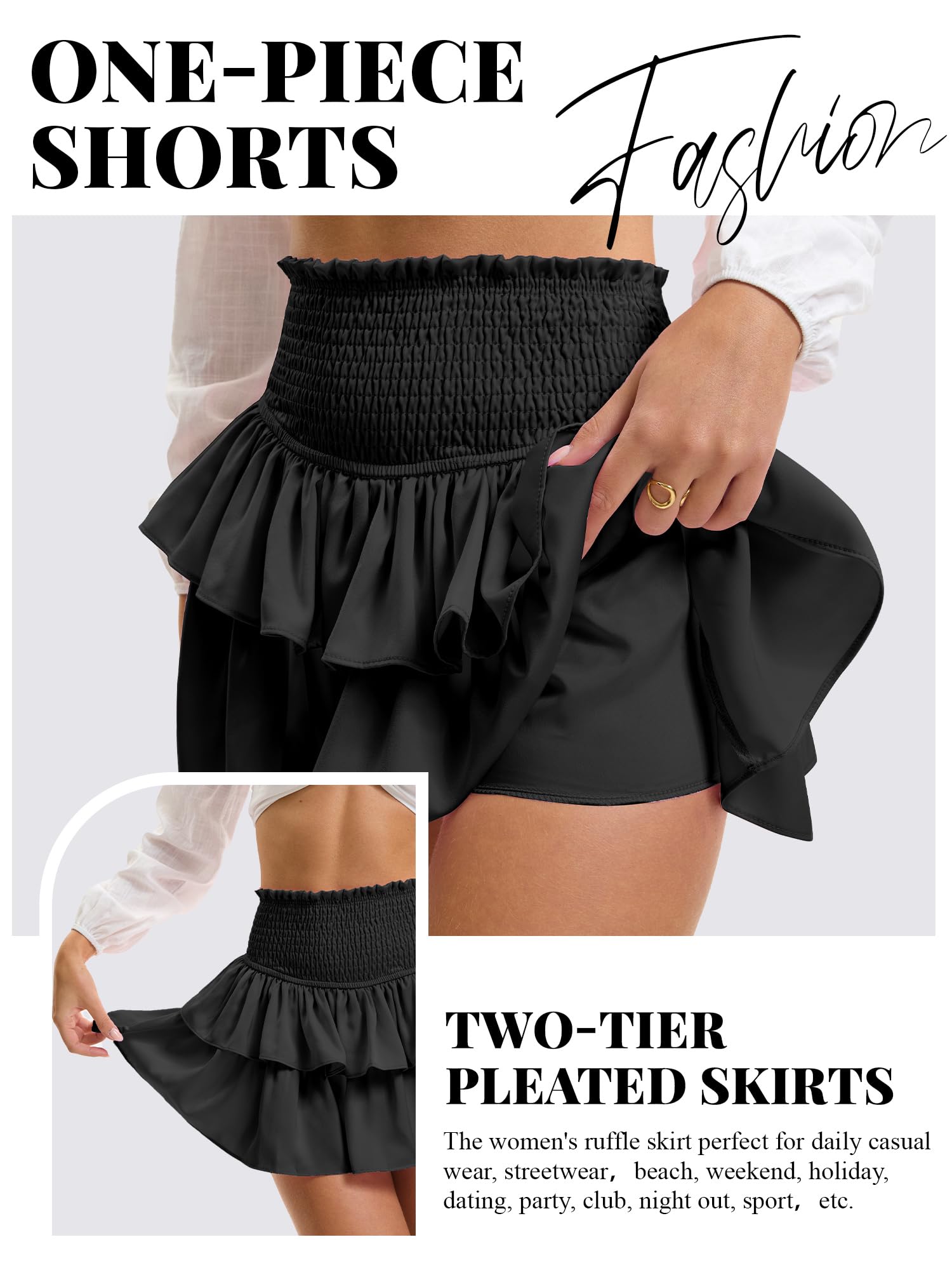 Minifalda Sexy de Mujer con Volantes Faldas Plisadas de Cintura Alta con Pantalón
