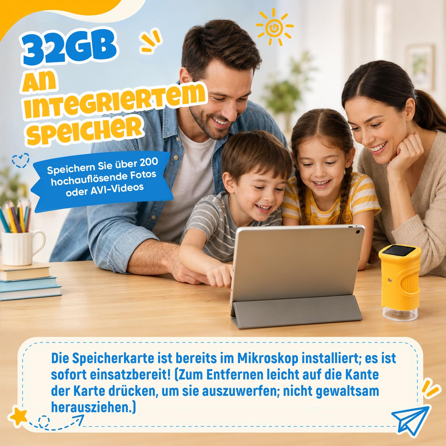 1000X Mikroskop für Kinder,1080P HD Handy Digital Tragbares Taschenmikroskop mit 2,4″ IPS-Display für Entdecker-Lupe & Experimente,Kindermikroskop mit Fotofunktion