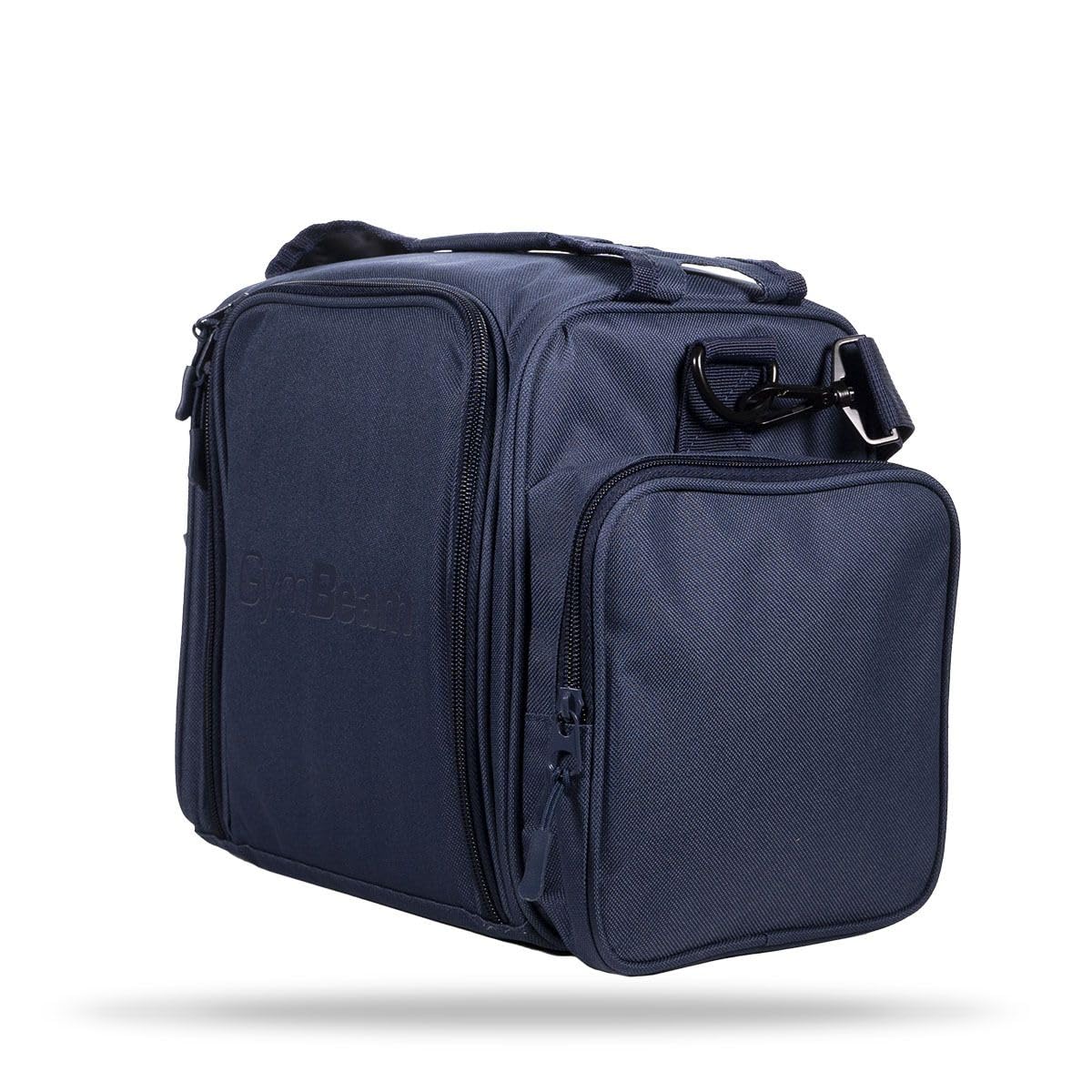 GymBeam Borsa Termica Porta Pranzo con Sacchetti Gel, Borsa Frigo con 3 Contenitori e Cucchiai, Tasca Laterale e Manici Regolabili (Blue Navy)