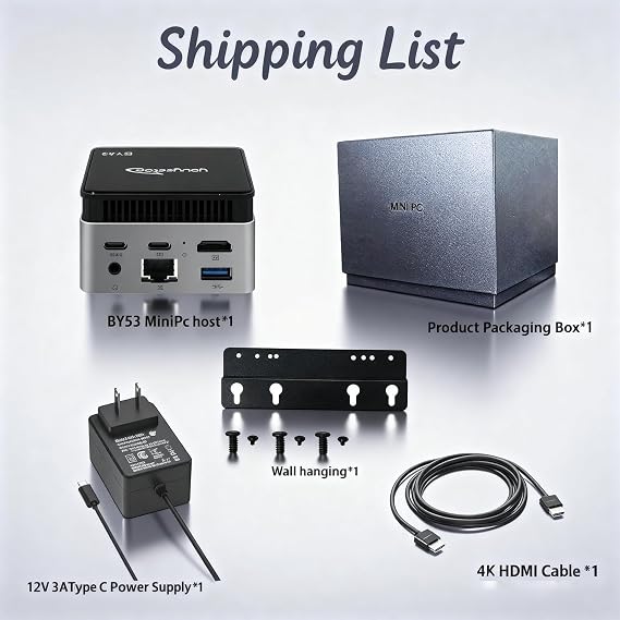 youyeetoo BY53 Windows 11 Mini PC, N150 3.6GHz Processor, 12GB DDR5 128GB PCIe M.2 SSD, Mini Desktop Computers with 4K HDMI/USB3.2/WiFi 5/BT5.0 Gigabit Ethernet for Home Office Business (128)
