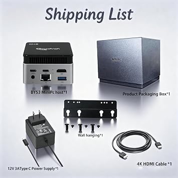 youyeetoo BY53 Windows 11 Mini PC, N150 3.6GHz Processor, 12GB DDR5 128GB PCIe M.2 SSD, Mini Desktop Computers with 4K HDMI/USB3.2/WiFi 5/BT5.0 Gigabit Ethernet for Home Office Business (128)