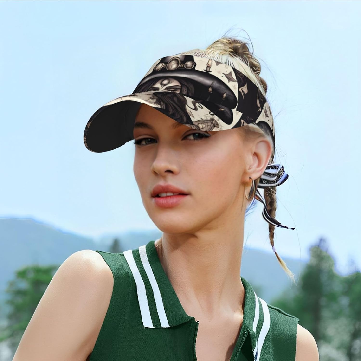 Magic Witch Witchcraft Bohemian Print Sports Sun Visor Men Women Lightweight Cooling Stretchy Visor Hat for Running, Tennis, Golf Black