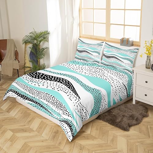 Miniatura 10 de Erosebridal Juego de ropa de cama moderno minimalista tamaño Queen, funda de edredón abstracta estética a rayas geométricas, juego de cama con