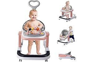 Adjustable Height Foldable Baby Walker for 6-12 Months Boys & Girls