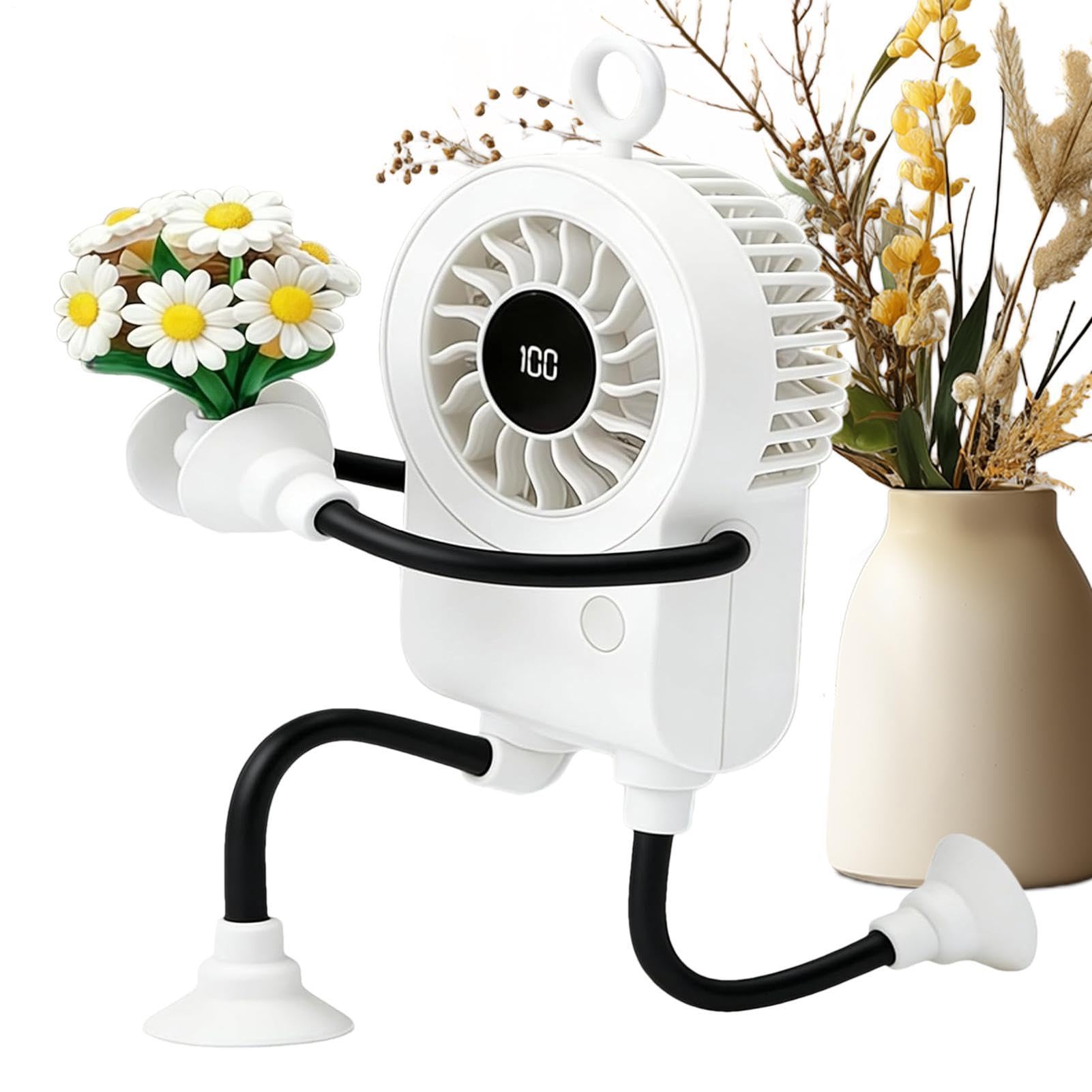 Ventilateur portable avec ventouses rechargeable robot LED pour plage extérieur