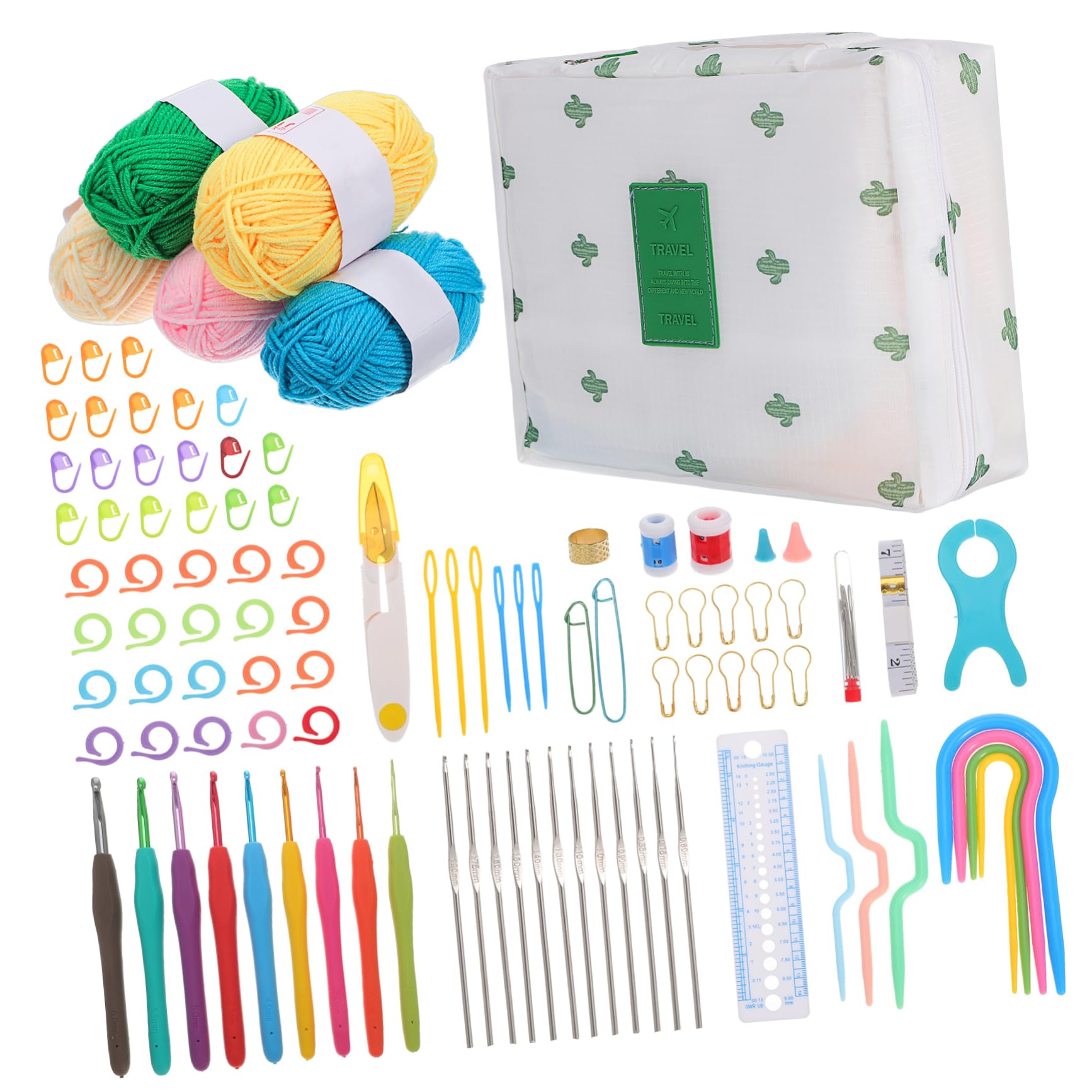 Veemoon Kit Uncinetto Completo con Accessori Robusti in Plastico, Borsa Portatile e Filati per Crafting On-the-go, per Principianti e Appassionati Creativi