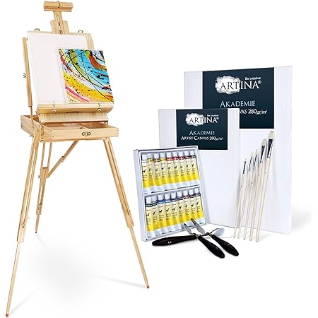 Artina Holz Staffelei 175cm - FSC Kiefernholz Feldstaffelei Höhenverstellbar