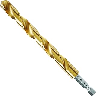 BOSCH TI2155IM 1-Piece 7/16 in. x 5-1/2 in. Titanium Nitride Coated Metal Drill Bit Impact Tough with Impact-Rated Hex Shank Ideal for Heavy-Gauge Carbon Steels, Light Gauge Metal, Hardwood