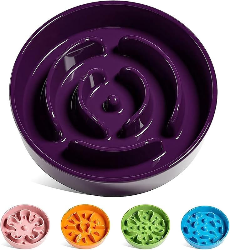 Comedouro lento de cerâmica LE TAUCI com labirinto e base antiderrapante para cães, Roxo